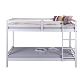 Letto a Castello Singolo Doghe 90x200 cm Bianco con Scaletta 2