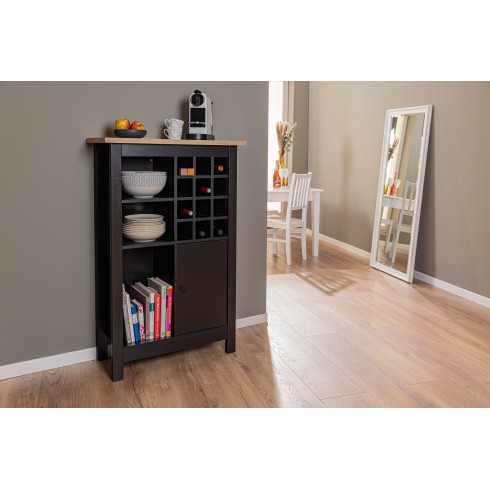 Cantinetta Helina nera in rovere artigianale 76,8x33x124,4 cm