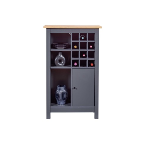 Cantinetta Helina Antracite in rovere artigianale 76,8x33x124,4 cm