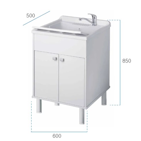 Mobile Lavatoio per Esterni Bianco in PVC con Doppia Anta | Bricoshop24