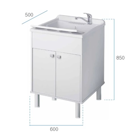 Mobile Lavatoio per Esterni Bianco in PVC con Doppia Anta | Bricoshop24