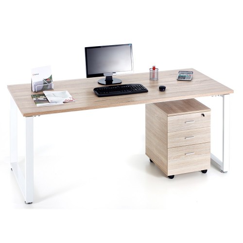 Scrivania Grande Moderna Rovere 180 Portapc Computer Bimbi Tavolo in Legno Ferro