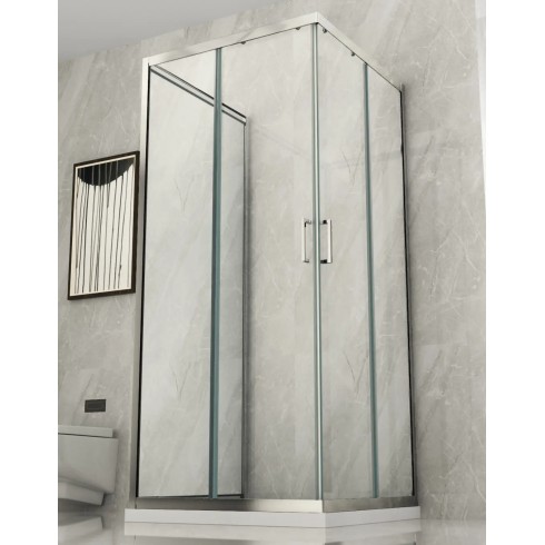 Box Doccia tre 3 Lati 6 mm 2 Scorrevoli Trasparente Anta fissa 70x 80 90 100 120 | BricoShop24