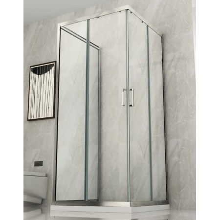 Box Doccia tre 3 Lati 6 mm 2 Scorrevoli Trasparente Anta fissa 70x 80 90 100 120 | BricoShop24