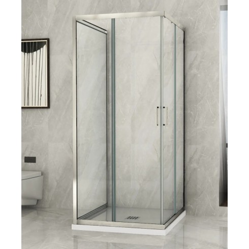 Box Doccia tre 3 Lati 6 mm 2 Scorrevoli Trasparente Anta fissa 70x 80 90 100 120 | BricoShop24