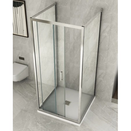Box Doccia tre 3 Lati 6 mm 2 Ante fisse 1 Porta Scorrevole Cristallo Trasparente | BricoShop24