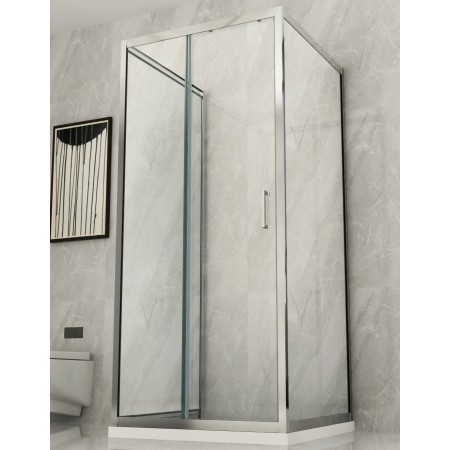 Box Doccia tre 3 Lati 6 mm 2 Ante fisse 1 Porta Scorrevole Cristallo Trasparente | BricoShop24