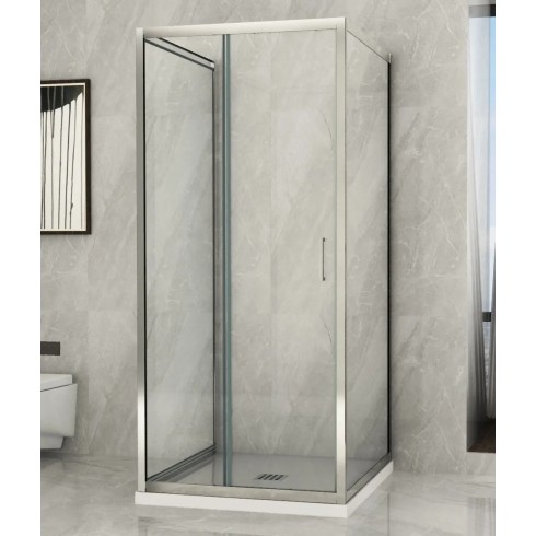 Box Doccia tre 3 Lati 6 mm 2 Ante fisse 1 Porta Scorrevole Cristallo Trasparente | BricoShop24