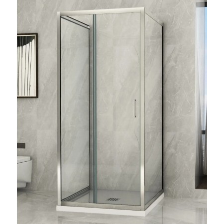 Box Doccia tre 3 Lati 6 mm 2 Ante fisse 1 Porta Scorrevole Cristallo Trasparente | BricoShop24