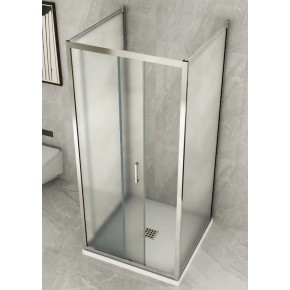 Box Doccia tre 3 Lati 6 mm 2 Ante fisse 1 Porta Scorrevole in Cristallo Opaco | BricoShop24