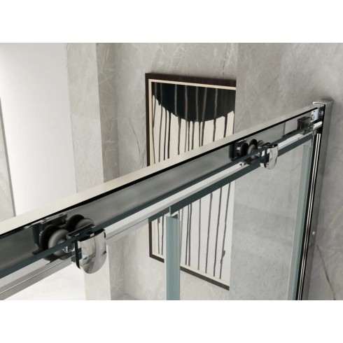Box Doccia tre 3 Lati 6 mm 2 Ante fisse 1 Porta Scorrevole in Cristallo Opaco | BricoShop24