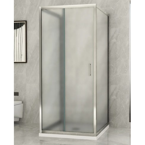 Box Doccia tre 3 Lati 6 mm 2 Ante fisse 1 Porta Scorrevole in Cristallo Opaco | BricoShop24