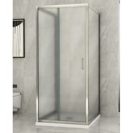 Box Doccia tre 3 Lati 6 mm 2 Ante fisse 1 Porta Scorrevole in Cristallo Opaco | BricoShop24