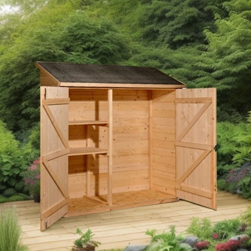 Casetta Armadio in Legno per Attrezzi Giardino Addossata | BricoShop24