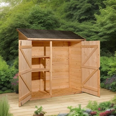 Casetta Armadio in Legno per Attrezzi Giardino Addossata | BricoShop24