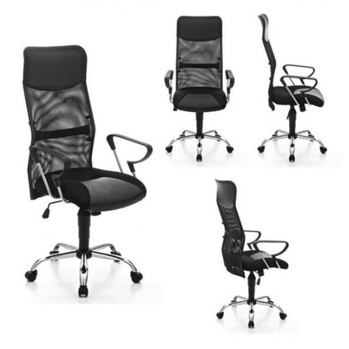 Poltrona Sedia per Ufficio Scrivania Nera con Ruote Presidenziale Ergonomica Pc