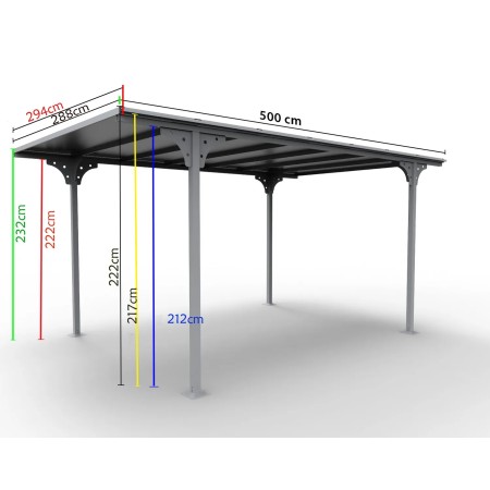 Tettoia in Alluminio 3x5 metri Carport Policarbonato Gazebo Posto Auto