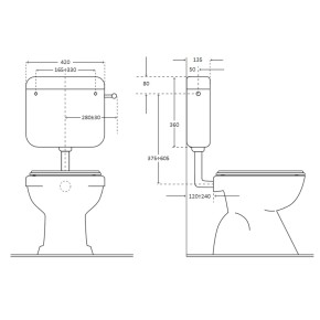 Cassetta Scarico Esterna WC Water Litri 7.5 a Zaino Muro Sciacquone Basso 2