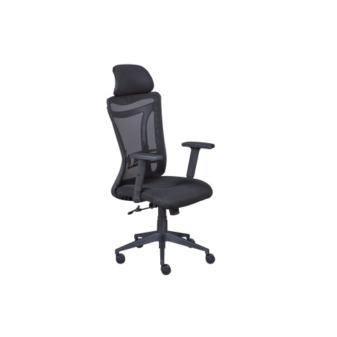 Sedia da Ufficio Nera in Rete Ergonomica con Ruote