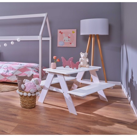 Tavolo da Giardino Pic Nic in Legno per Bambini Bianco