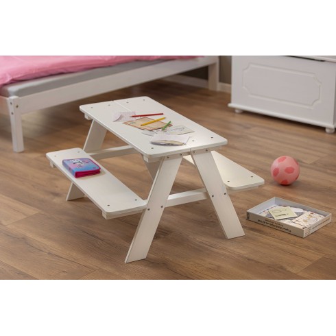 Tavolo da Giardino Pic Nic in Legno per Bambini Bianco