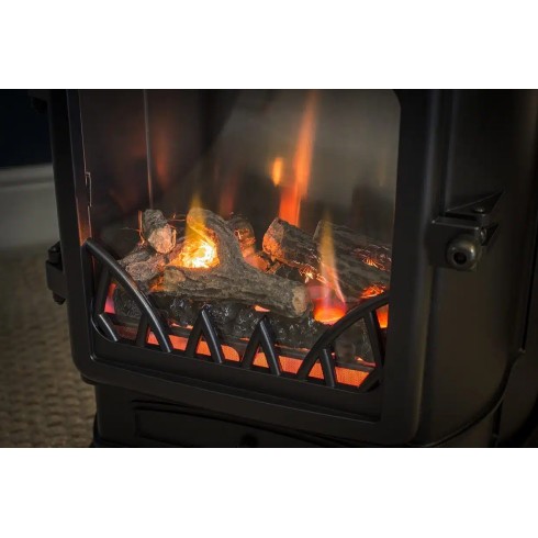 Stufa a Gas 3.4 Kw Effetto Fiamma Vera Nero Matt con Controllo Calore