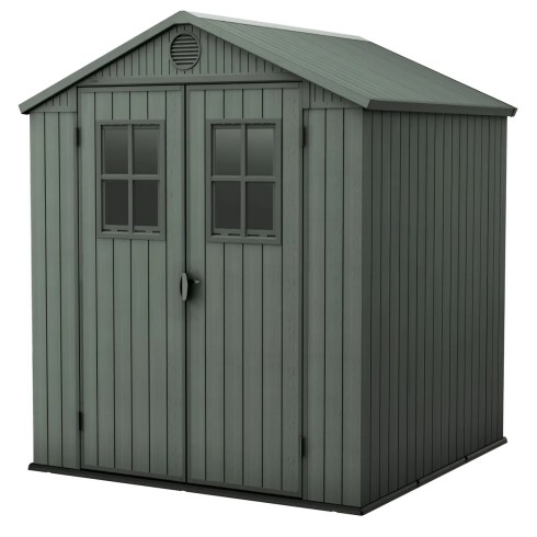 Casetta da Giardino 190x183x221 cm EVOTECH Effetto Legno con Finestre