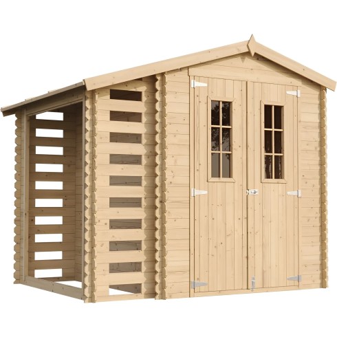 Casetta con Vano per Legnaia Laterale Box in Legno Timbela a Pannelli