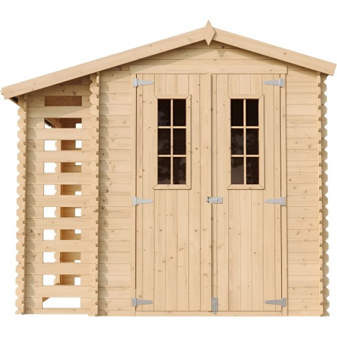 Casetta con Vano per Legnaia Laterale Box in Legno Timbela a Pannelli