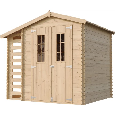 Casetta con Vano per Legnaia Laterale Box in Legno Timbela a Pannelli