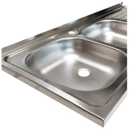 Lavandino da Cucina 120x50 cm Lavello 2 vasche Gocciolatoio Destro