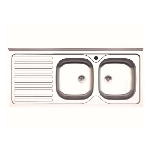 Lavello Lavandino da Cucina Appoggio 120x50 cm 2 vasche Gocciolatoio Sinistro