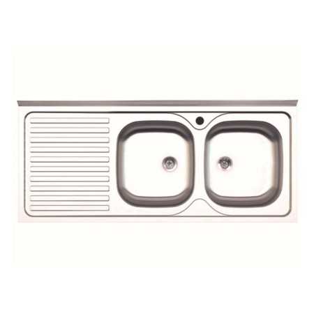 Lavello Lavandino da Cucina Appoggio 120x50 cm 2 vasche Gocciolatoio Sinistro