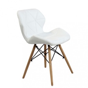 Set 4 Sedie da Pranzo Bianco con Gambe in Legno seduta in PU