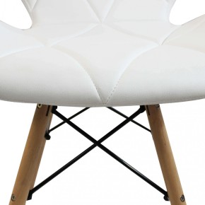 Set 4 Sedie da Pranzo Bianco con Gambe in Legno seduta in PU 2