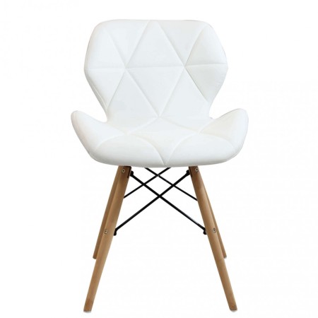Set 4 Sedie da Pranzo Bianco con Gambe in Legno seduta in PU