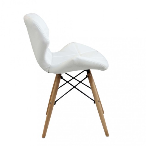 Set 4 Sedie da Pranzo Bianco con Gambe in Legno seduta in PU
