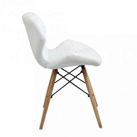 Set 4 Sedie da Pranzo Bianco con Gambe in Legno seduta in PU
