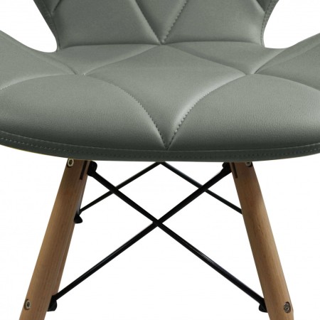 4 Sedie da Pranzo Grigio con Gambe in Legno seduta in Ecopelle