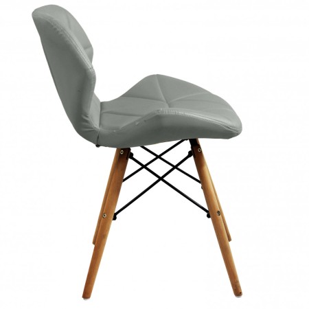 4 Sedie da Pranzo Grigio con Gambe in Legno seduta in Ecopelle
