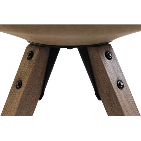 Set 2 Sedie da Pranzo Marrone Nocciola con Gambe in Legno