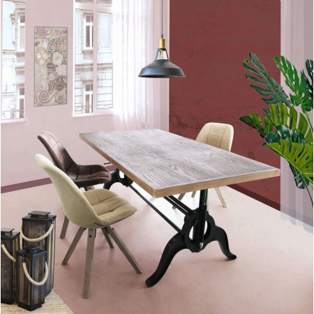 Set 2 Sedie da Pranzo Marrone Nocciola con Gambe in Legno
