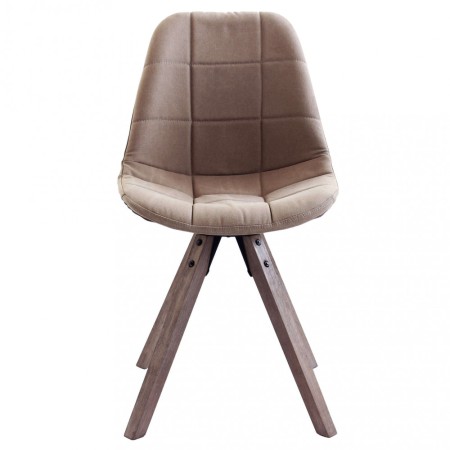 Set 2 Sedie da Pranzo Marrone Nocciola con Gambe in Legno