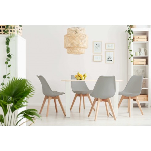 Set 4 Sedie da Pranzo Grigio con Gambe in Legno senza Braccioli