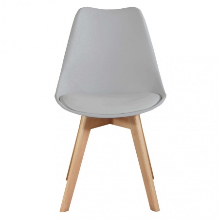 Set 4 Sedie da Pranzo Grigio con Gambe in Legno senza Braccioli