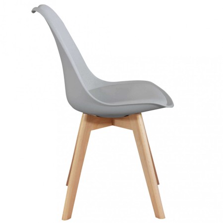 Set 4 Sedie da Pranzo Grigio con Gambe in Legno senza Braccioli