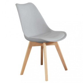 Set 4 Sedie da Pranzo Grigio con Gambe in Legno senza Braccioli
