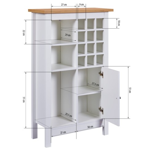 Credenza Cantina Porta Vino Bianco Rovere 76,8 x 33 x 124,4 cm