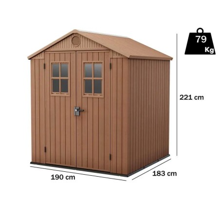 Casetta da Giardino 190x183x221 cm Effetto Legno EVOTECH+ Doppia Porta