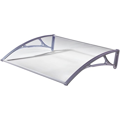 Pensilina in Alluminio 120x80 cm Policarbonato Tettoia Porte da Esterno Balconi | BricoShop24